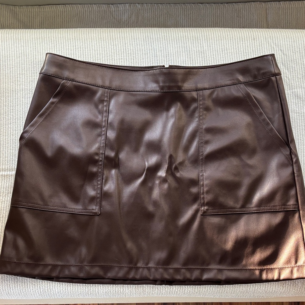 a new day Chocolate Brown Pleather Mini Skirt